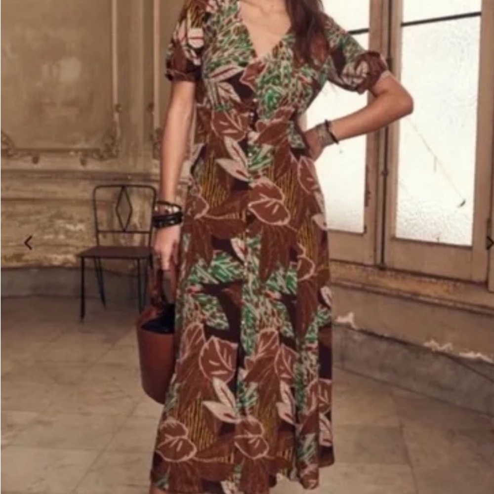 Sezane Silk Robe Sollie Dress